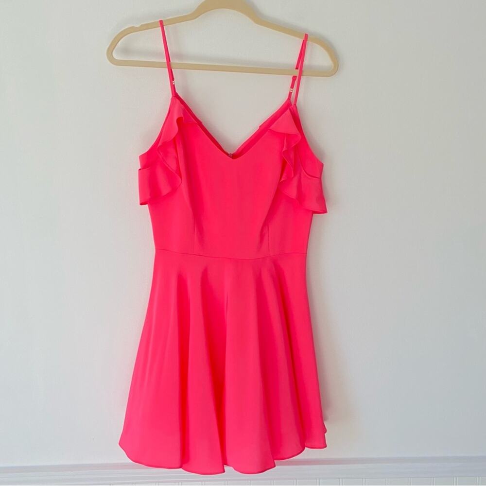 Amanda Uprichard Neon Pink Silk Mini Dress size small